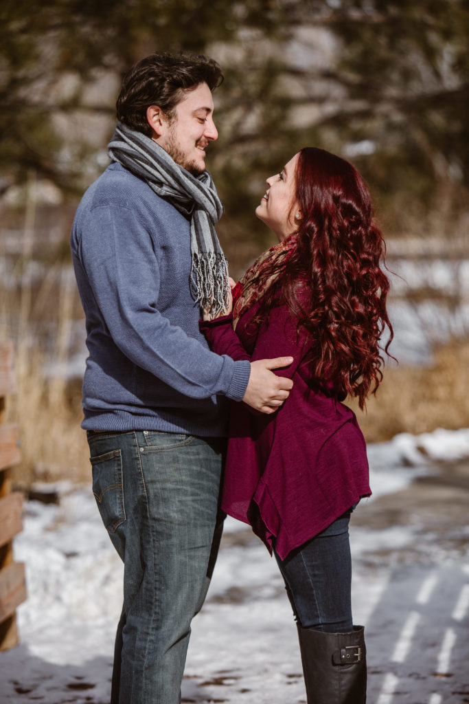 Couple facing each other smiling
