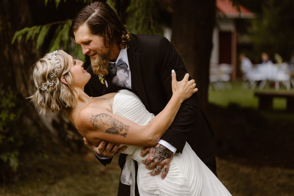 Portrait of newly married couple.