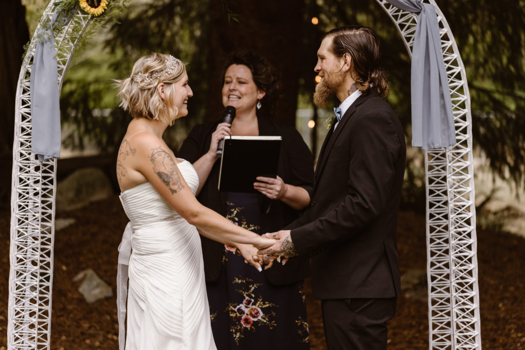 Bride and groom at their wedding ceremony