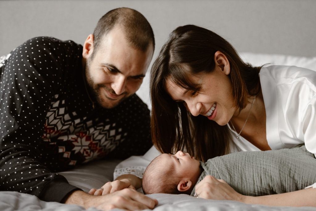 Couple with newborn baby
