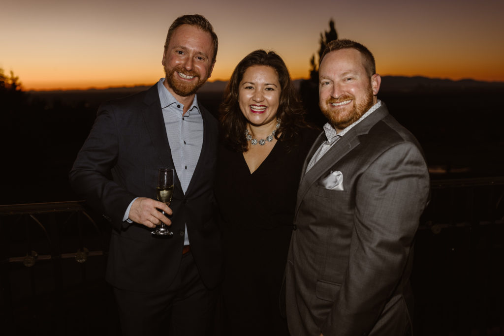 Portrait of a group at a 40th birthday party.