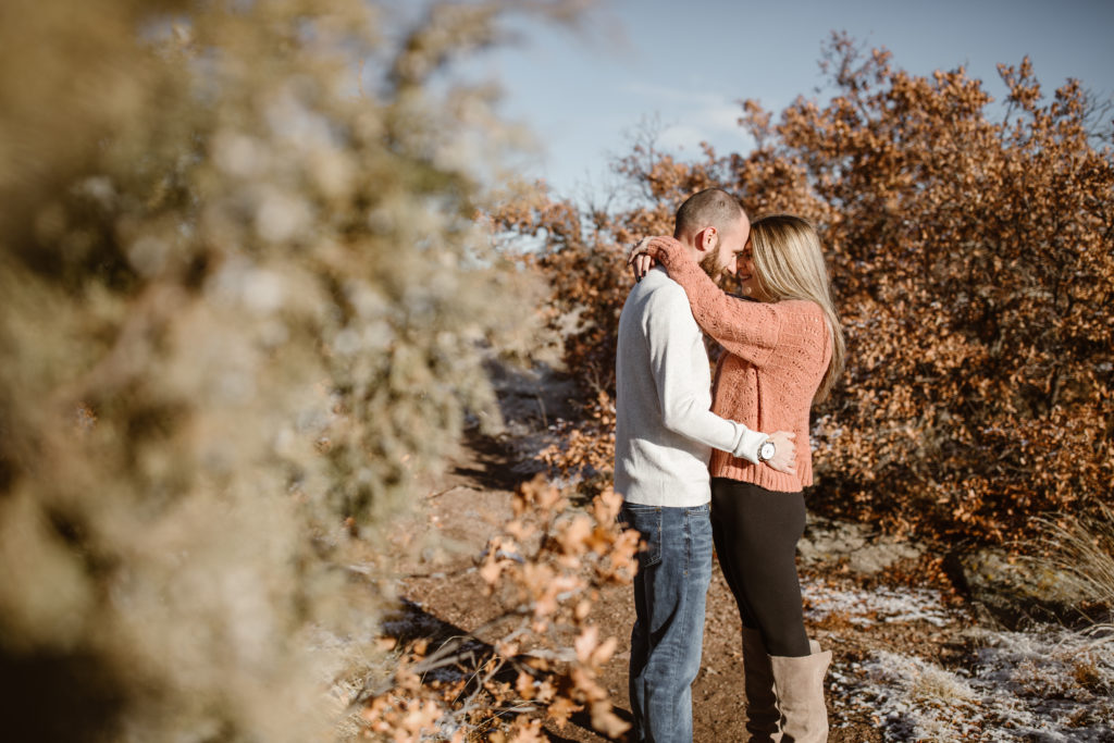 Couple smiling looking at each other
