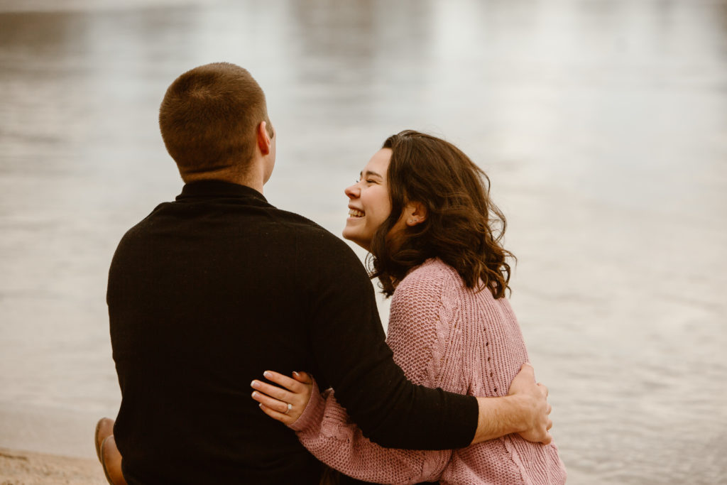 Woman smiling at her fiancé