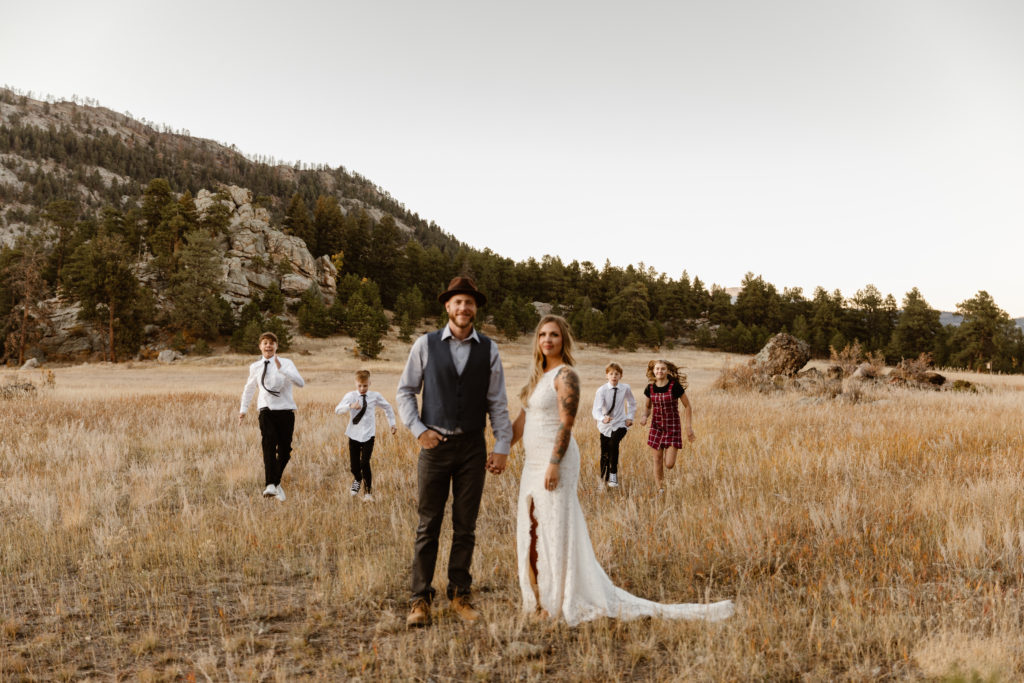 Blended family portrait with kids