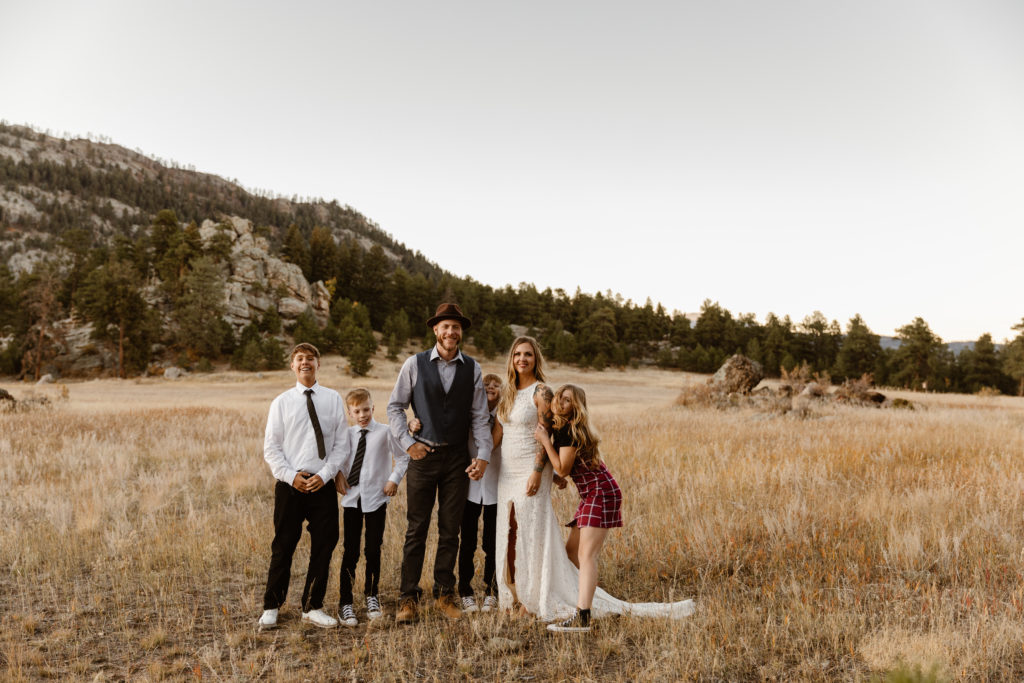 Blended family portrait with kids