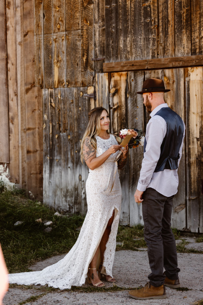 Bride reading vows