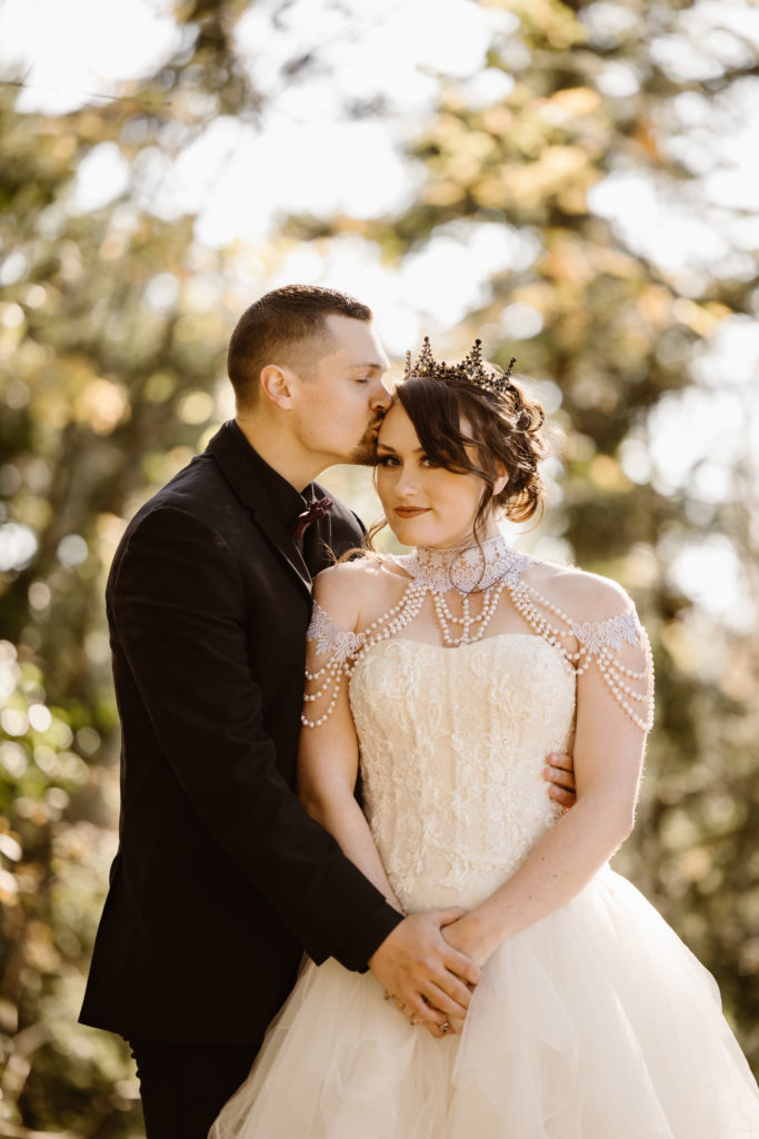 Bride and groom portrait.