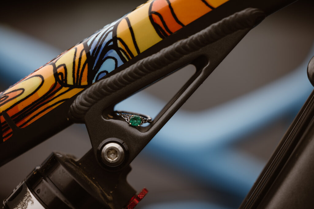 Engagement ring on a bike