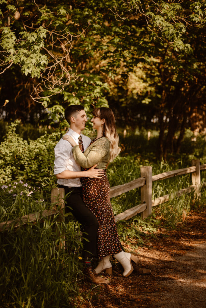 Couple embracing face to face smiling at each other