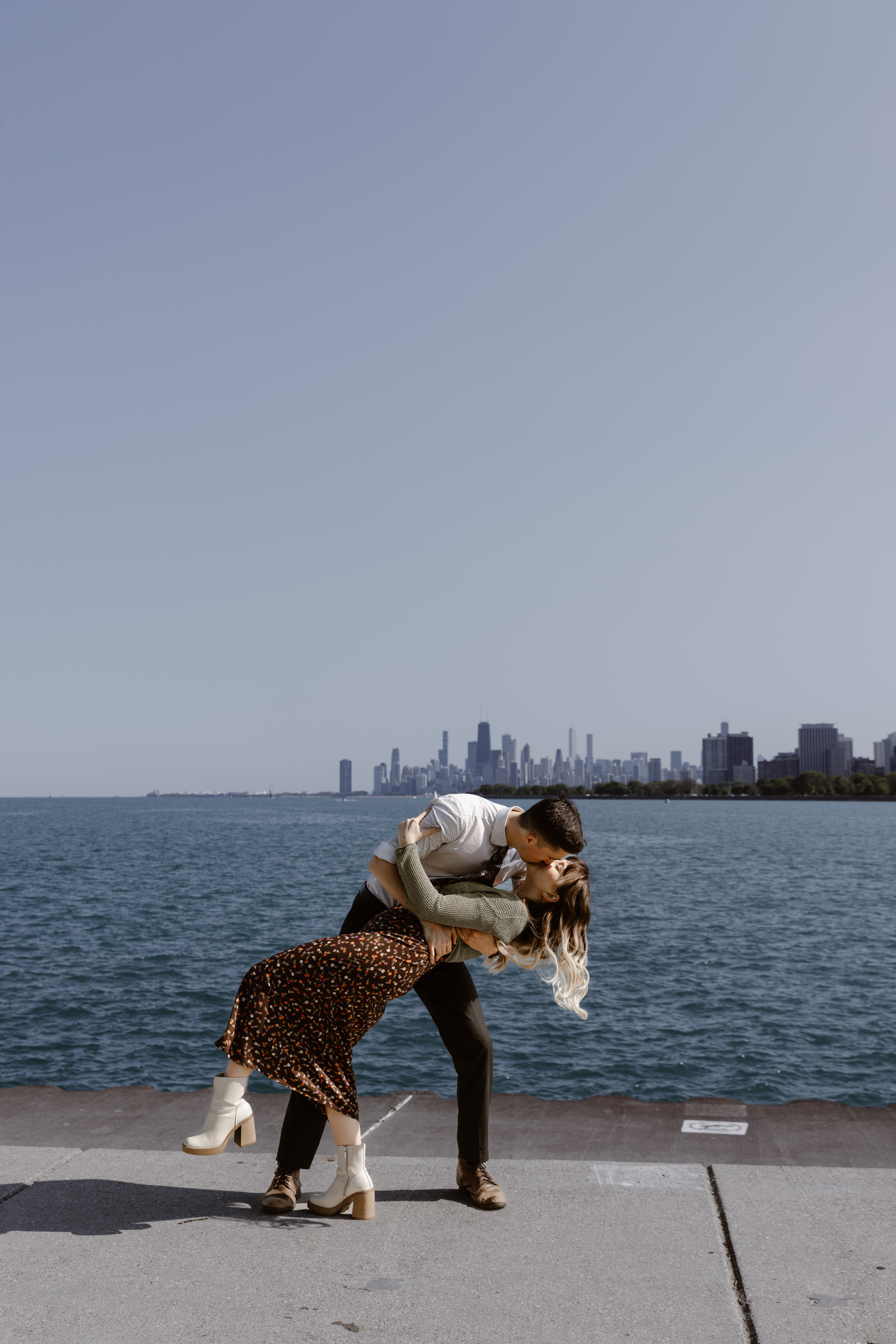 Couple kissing on the waterfront